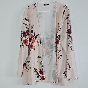 3/$15 Shein Curve - Women's Floral Cream Kimono Plus Size 3XL
